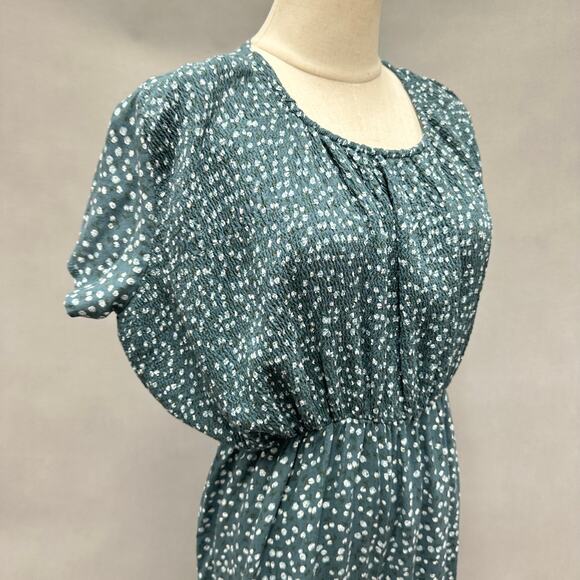 Vintage 90s Debra Martin Floral Smocked Top Dolman Sleeve Jumpsuit Size 12 - Picture 9 of 16